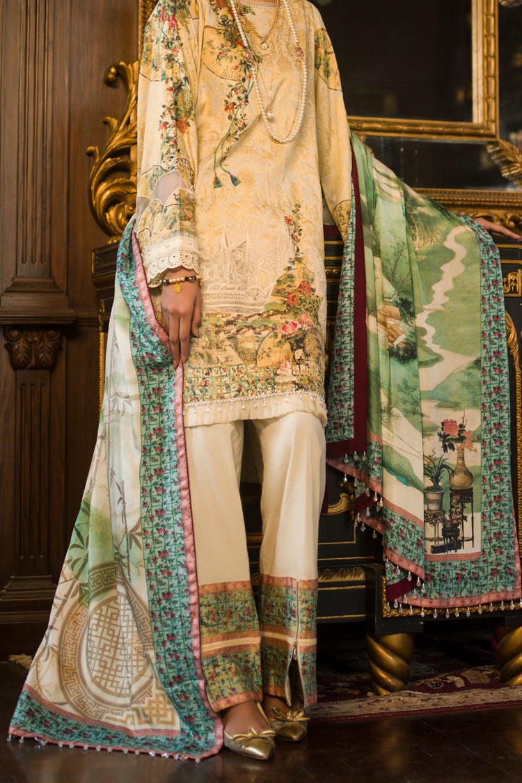 Ivory Jacquard 3Pc Unstitched - AWP-3PS-184