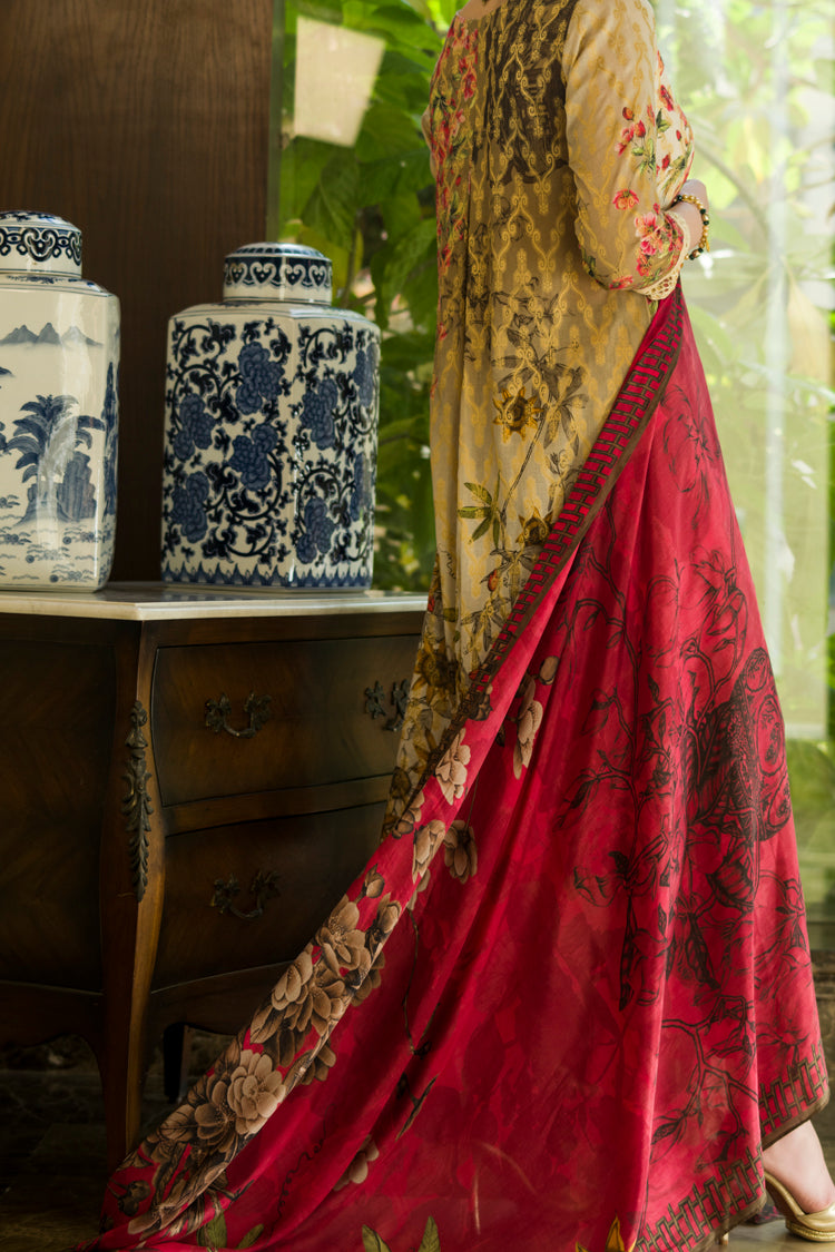 Red Jacquard 3Pc Stitched - AWP-3PS-186