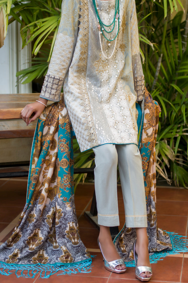Light Green Khaddar/Qureshia 3 Piece Stitched - AWP-190