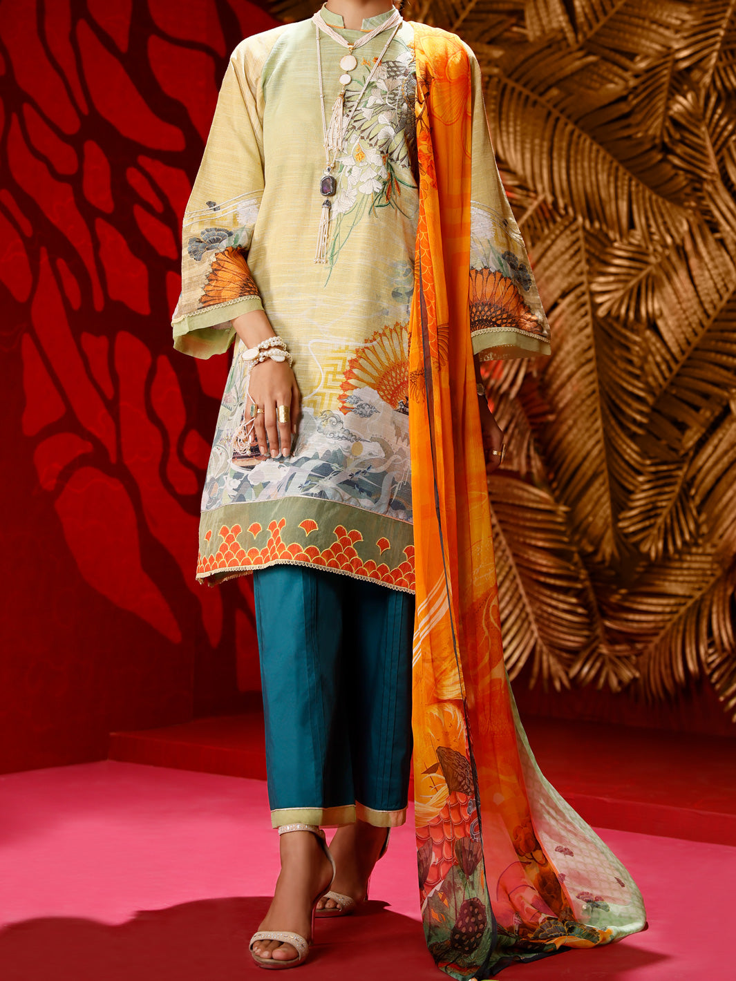 Lime Khaddar 3 Piece Unstitched - AWP-3PS-281