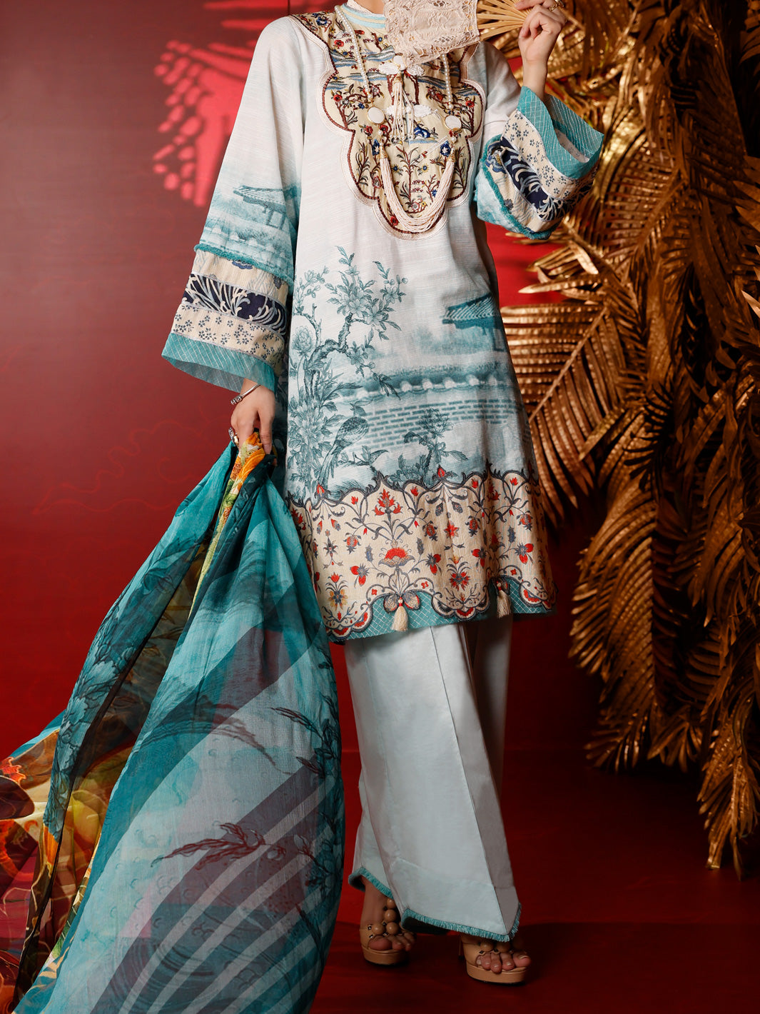 Aqua Khaddar 3 Piece Stitched - AWP-3PS-284