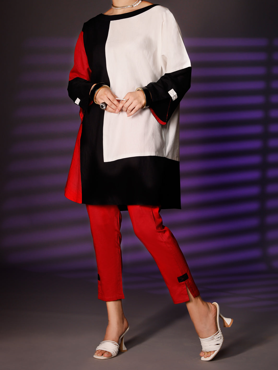 Red & Black 2Pc Stitched - AWP-2PS-306