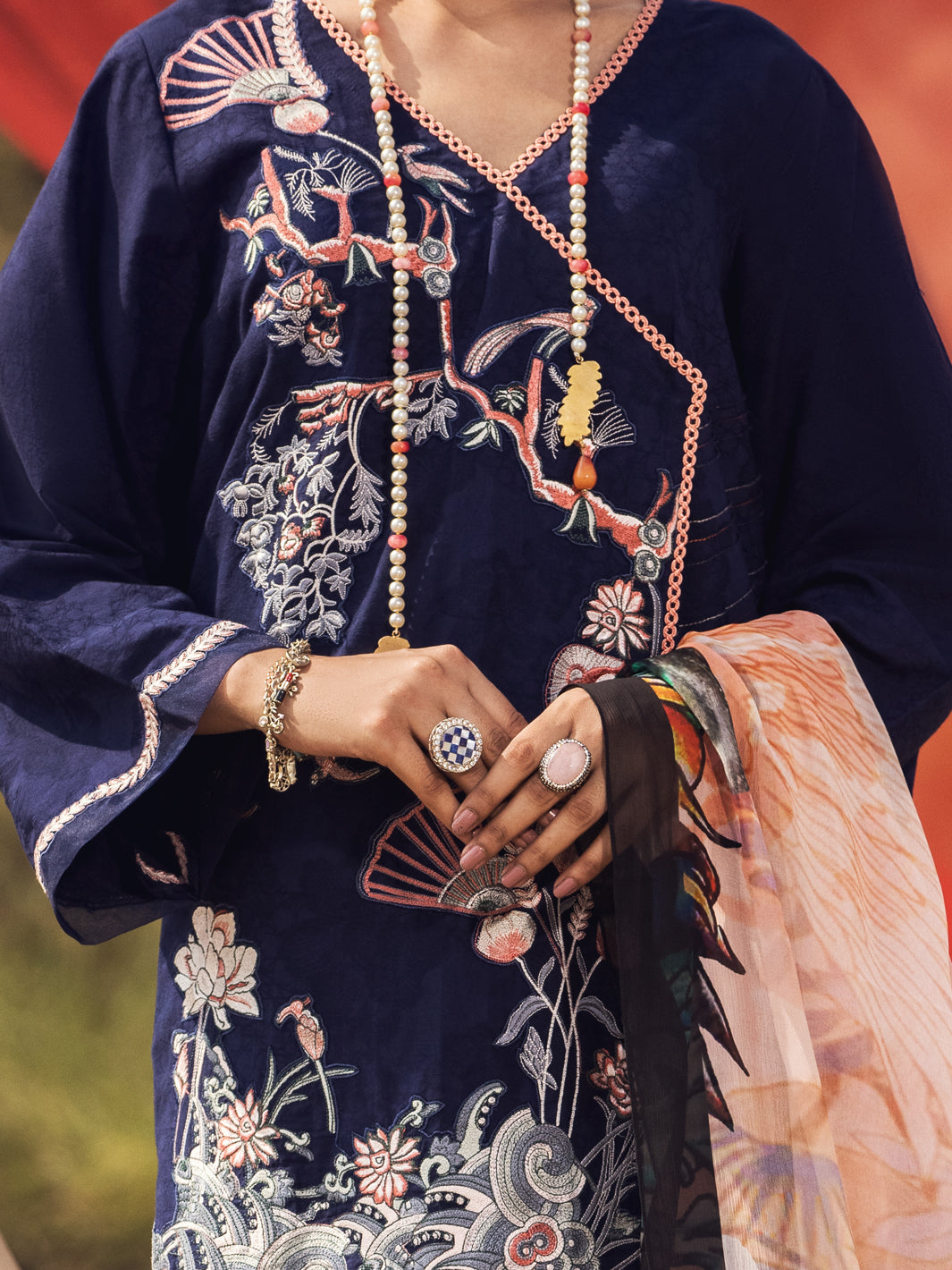 Blue Jacquard 3Pc Unstitched - AWP-3PS-337A