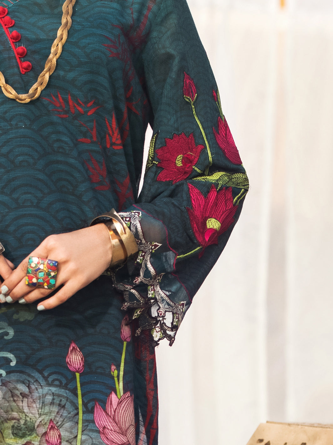 Teal Khaddar 3Pc Stitched - AWP-3PS-341