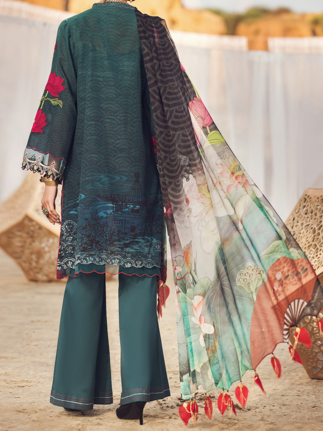 Teal Khaddar 3Pc Stitched - AWP-3PS-341