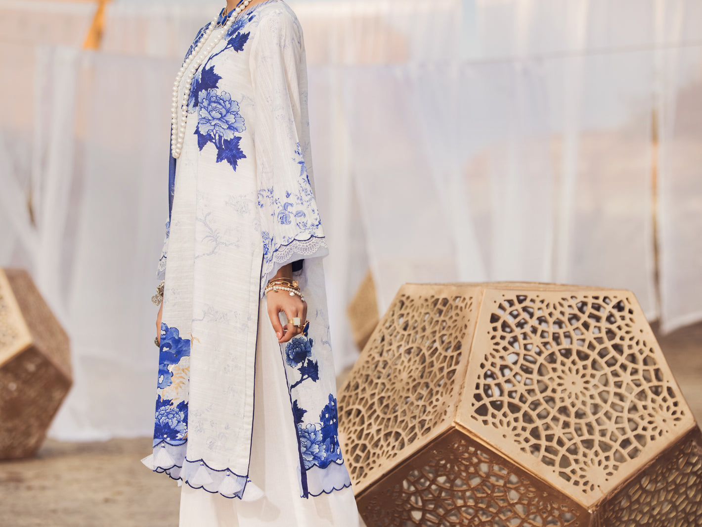 Blue 3 Piece Khaddar Unstitched - AWP-3PS-344