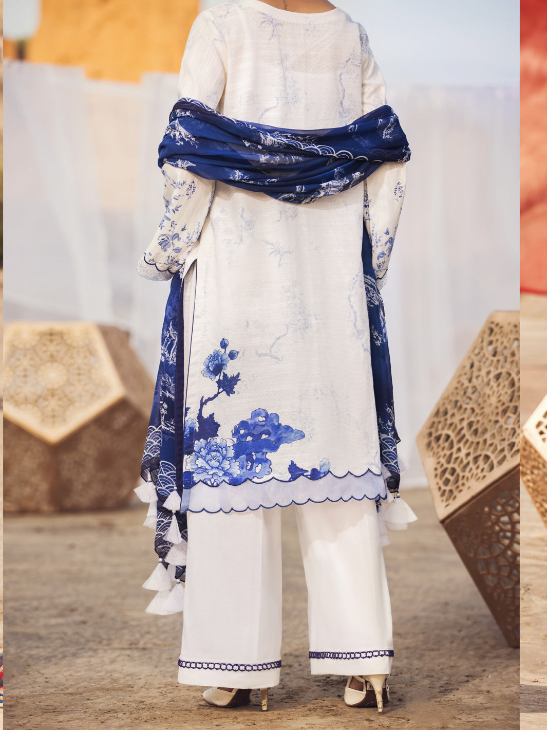 Blue 3 Piece Khaddar Unstitched - AWP-3PS-344