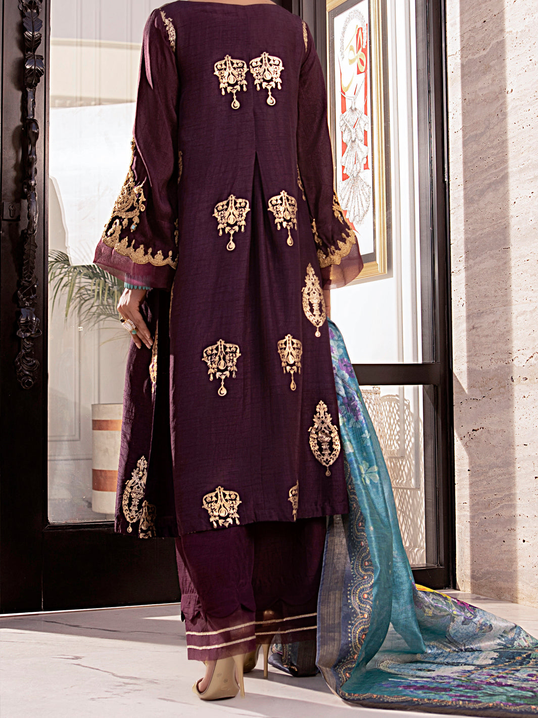 Purple Raw Silk 3Pc Stitched - AWP-3PS-360