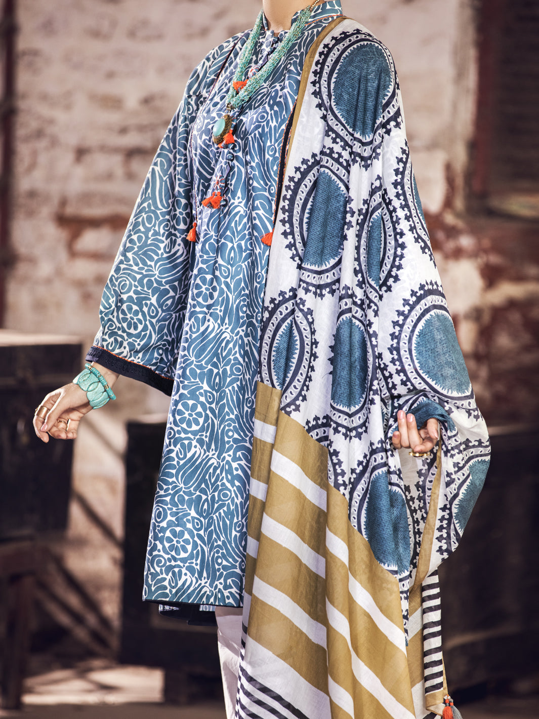 Teal Cambric 2Pc Unstitched - AWP-2PS-365