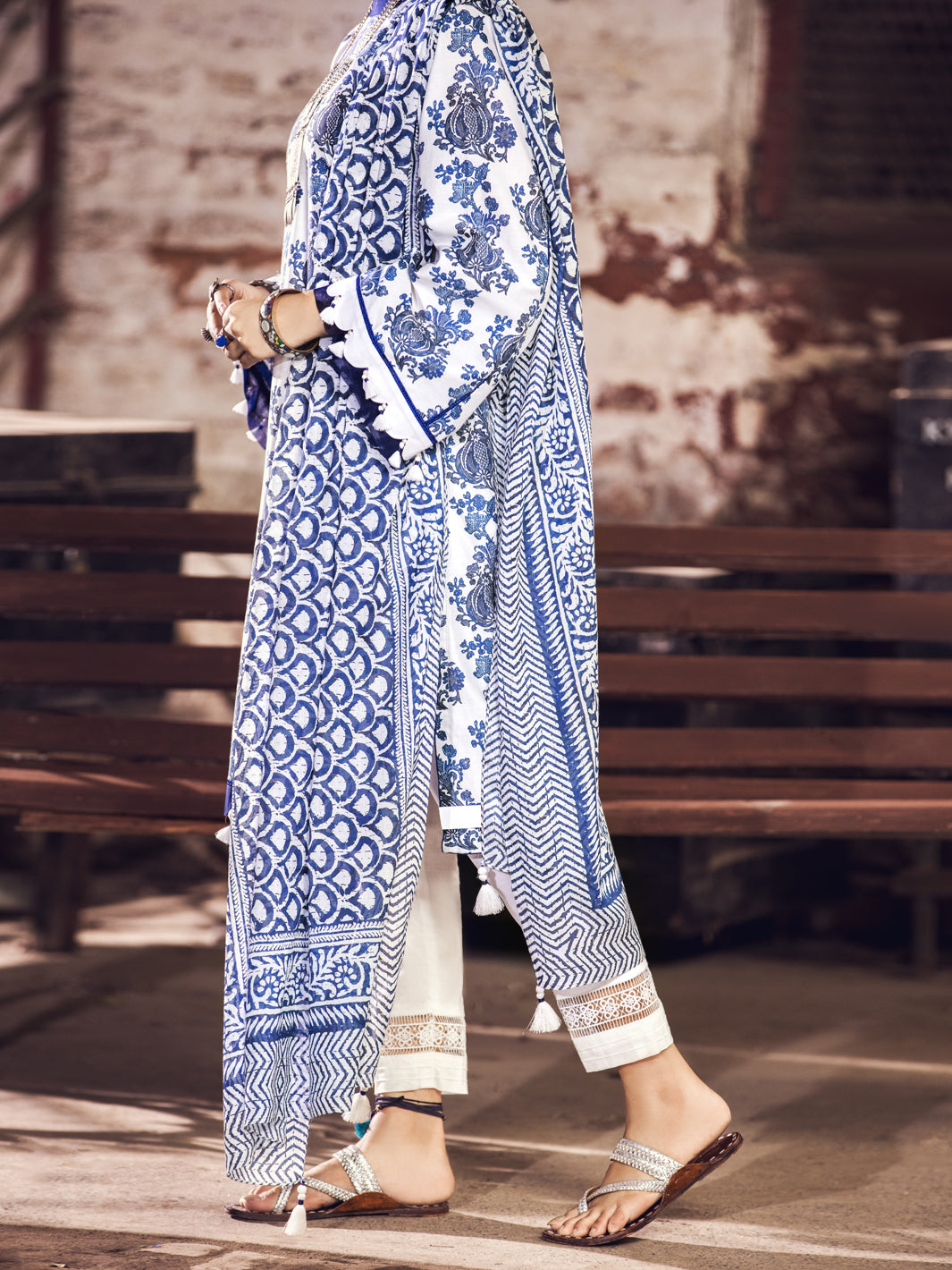 Navy Blue Cambric 2Pc Unstitched - AWP-2PS-366