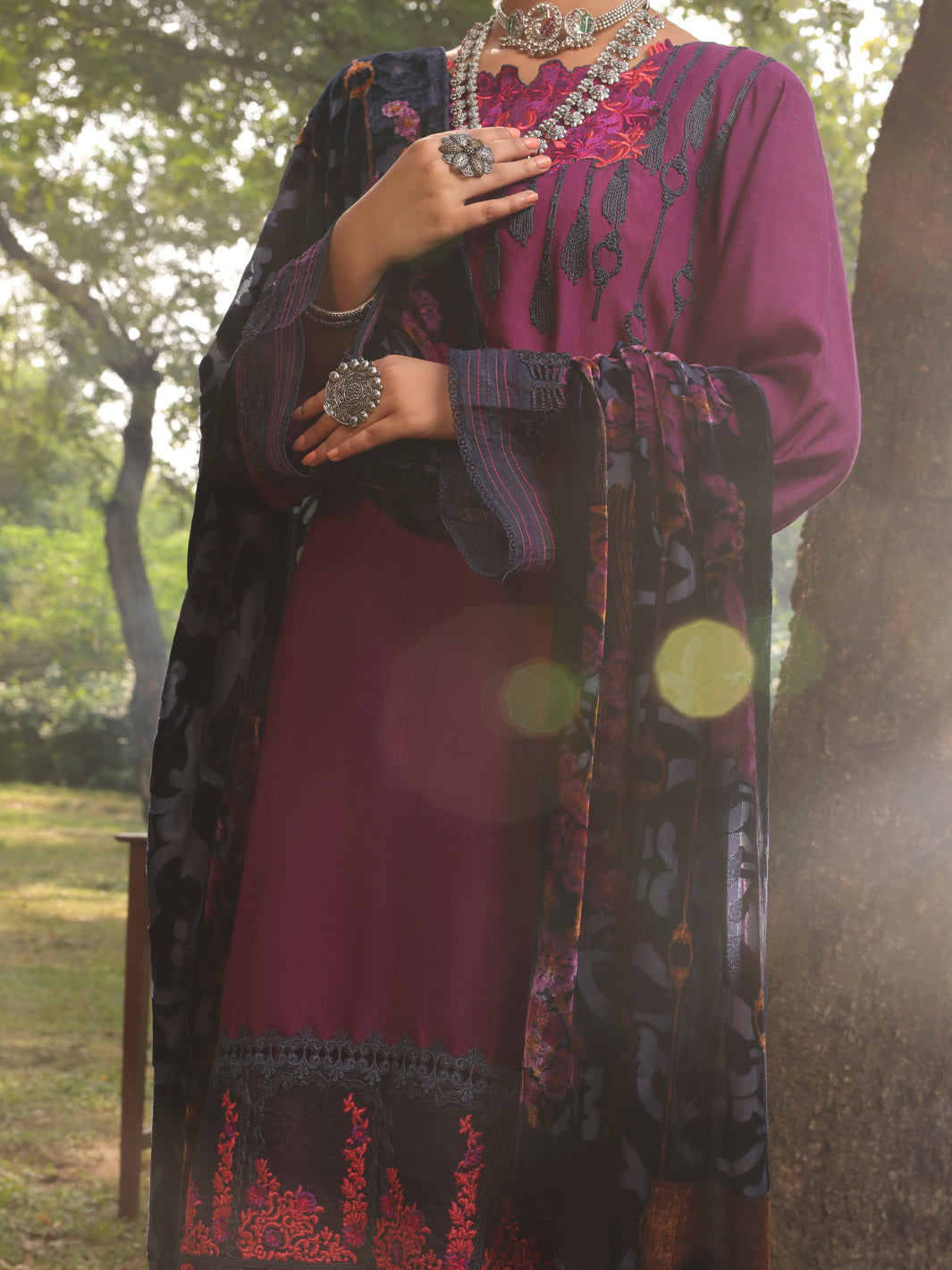 Purple Slub Viscose Stitched 3Pc - AWP-3PS-439