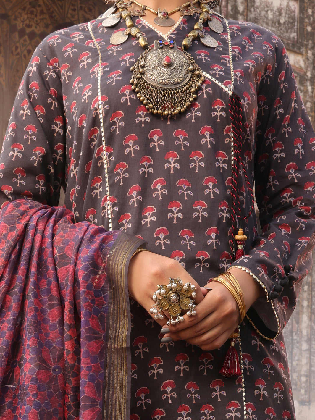 Purple Cambric Stitched 3Pc - AWP-3PS-504