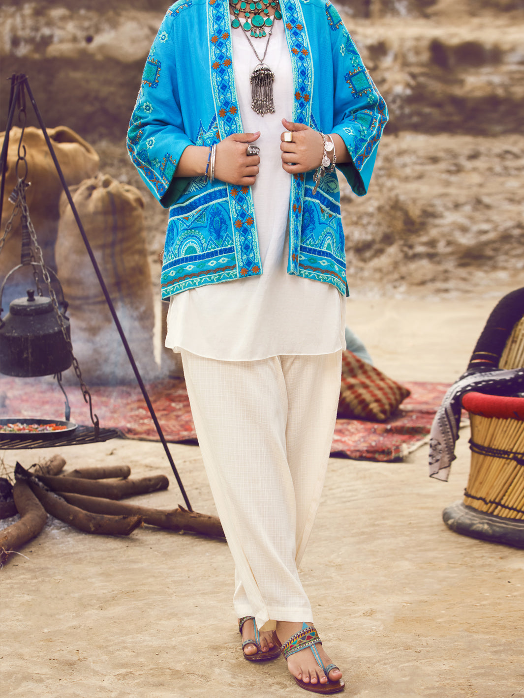Ferozi Khaddar Jacket - AWP-JT-397