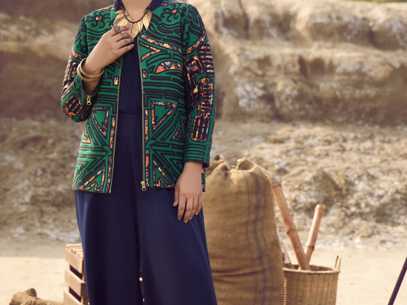 Green Khaddar Jacket - AWP-JT-398