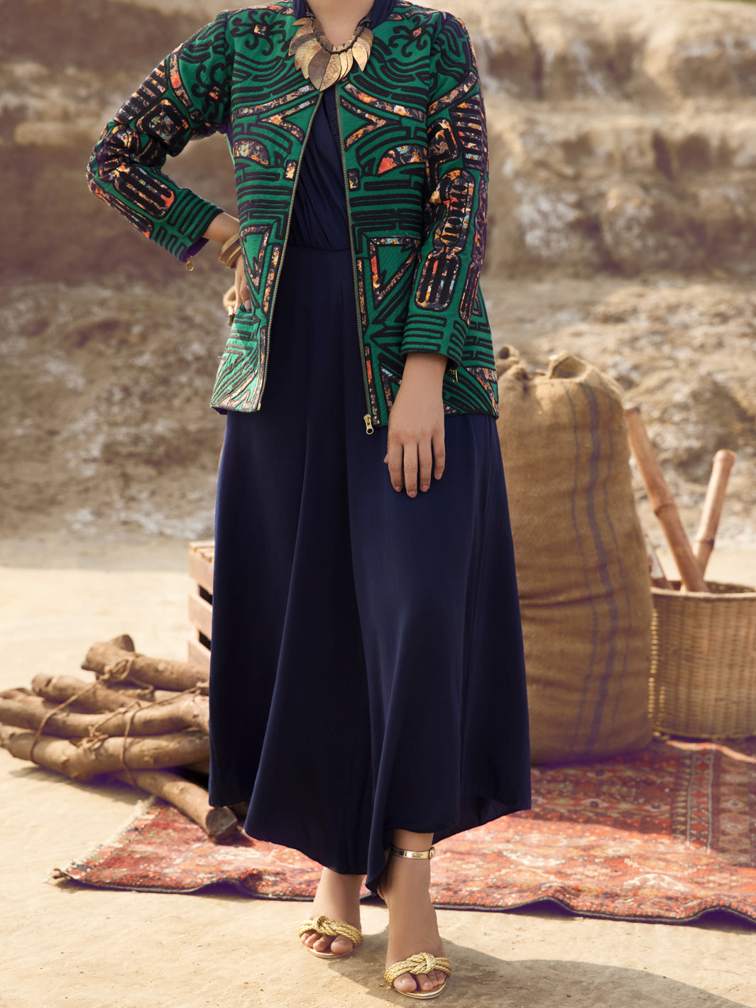 Green Khaddar Jacket - AWP-JT-398