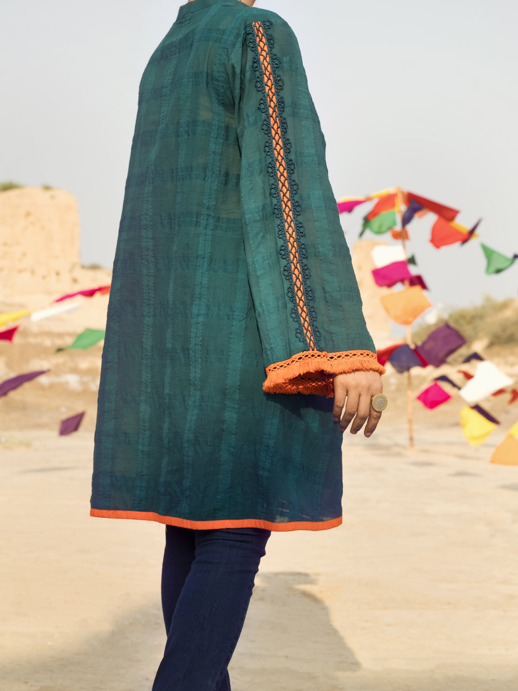 Green Dobby Tunic - AWP-LK-379