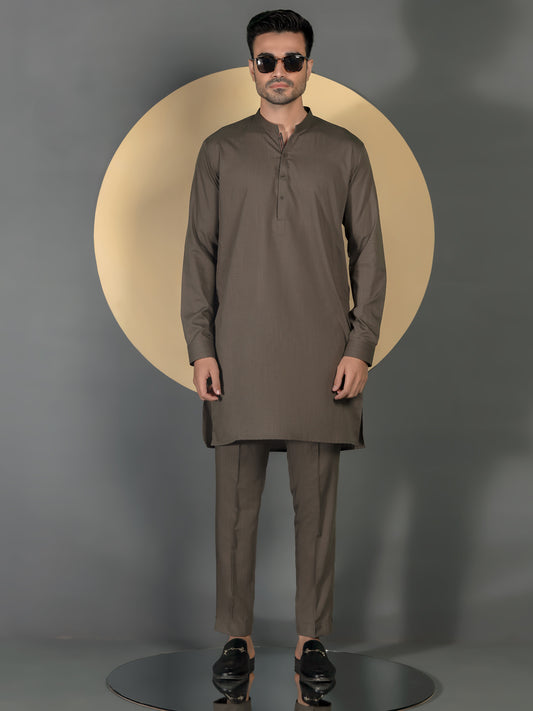 Brown Blended Men Unstitched Fabric - AL-Nizam-22