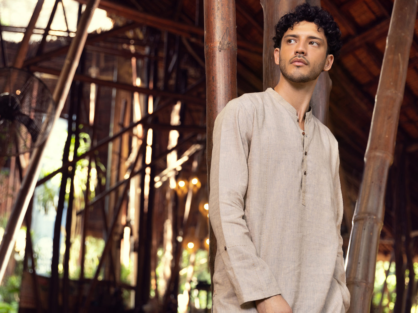 Beige Linen Short Kurta - ALCR-K-031