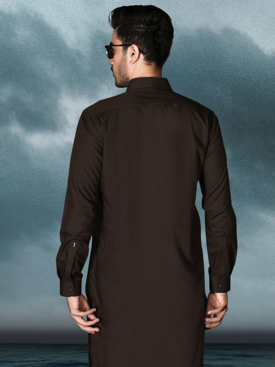 Dark Brown Blended Men Unstitched Fabric - AL-Nizam-22