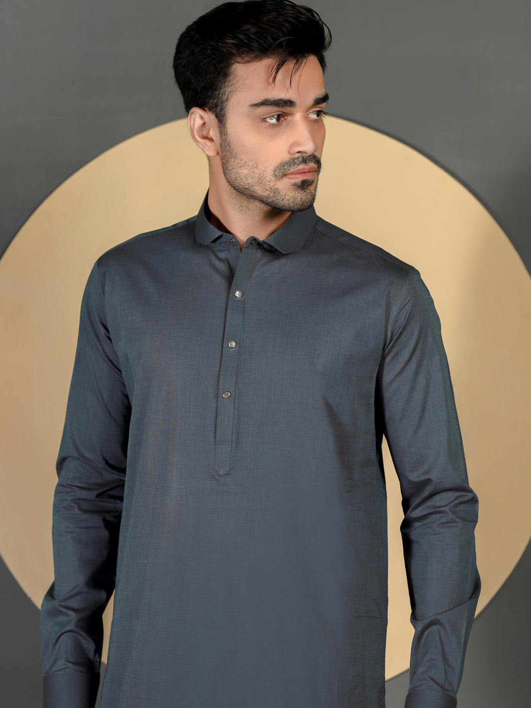 Grey Cotton Men Unstitched Fabric - AL-Maharaja-22