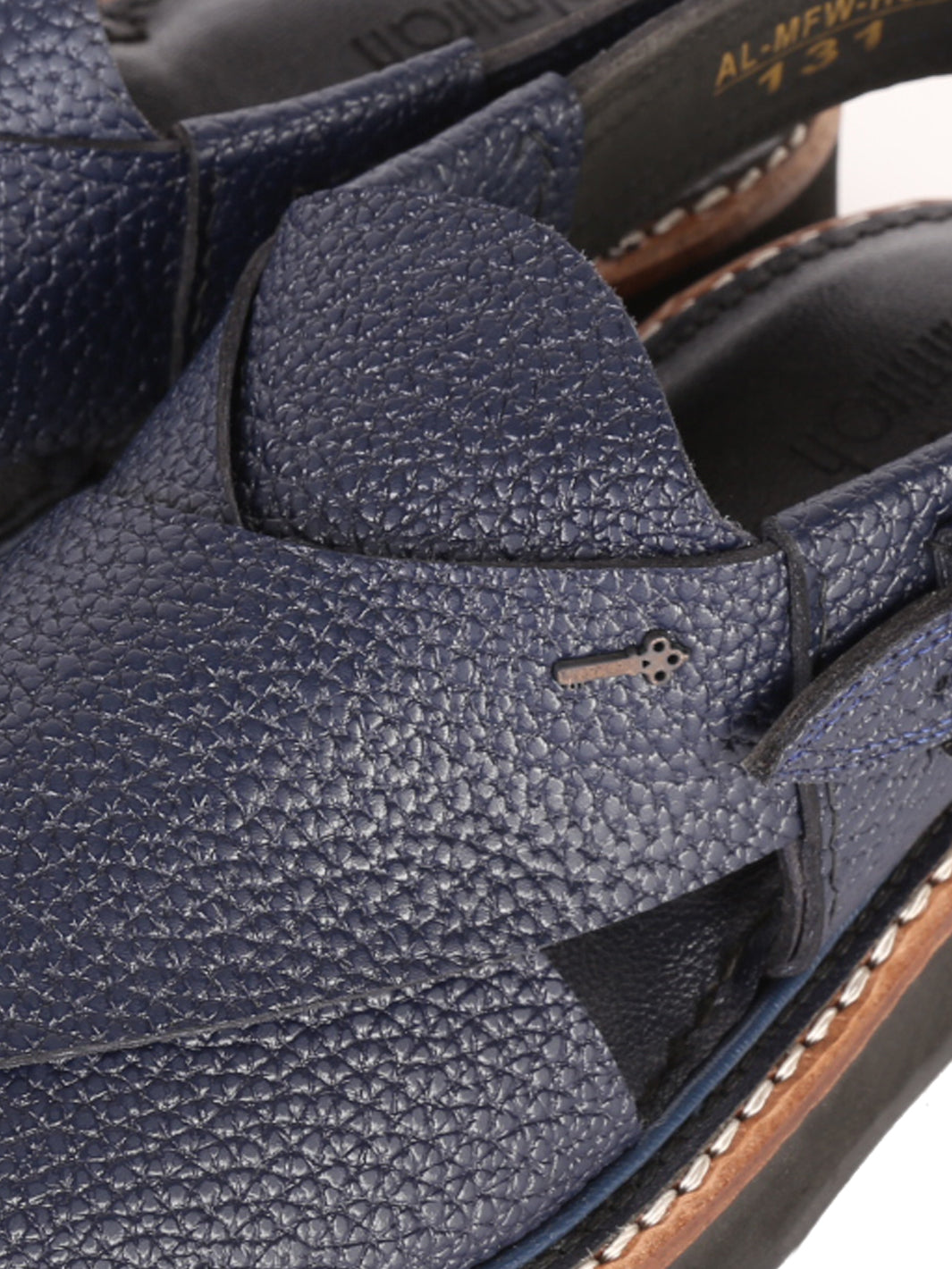 Blue Textured Leather Peshawari Chappal - AL-MFW-HCK-131