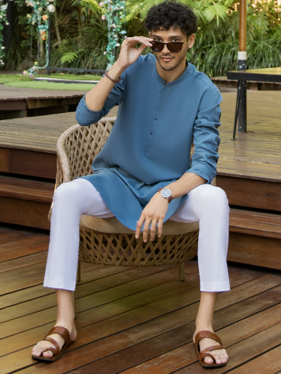 Blue Blended Kurta - AL-K-1009