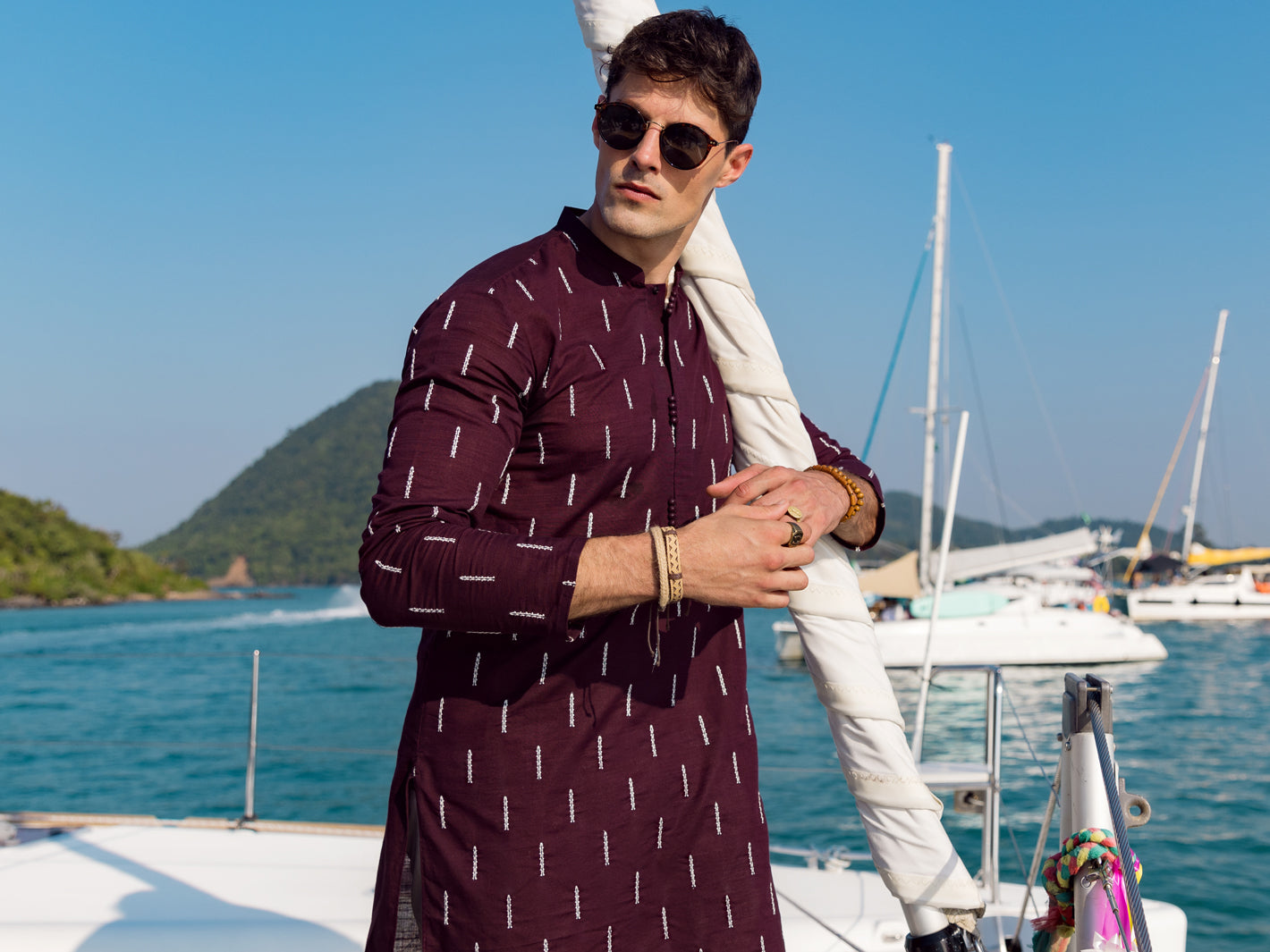 Maroon Cotton Kurta - AL-K-1064A