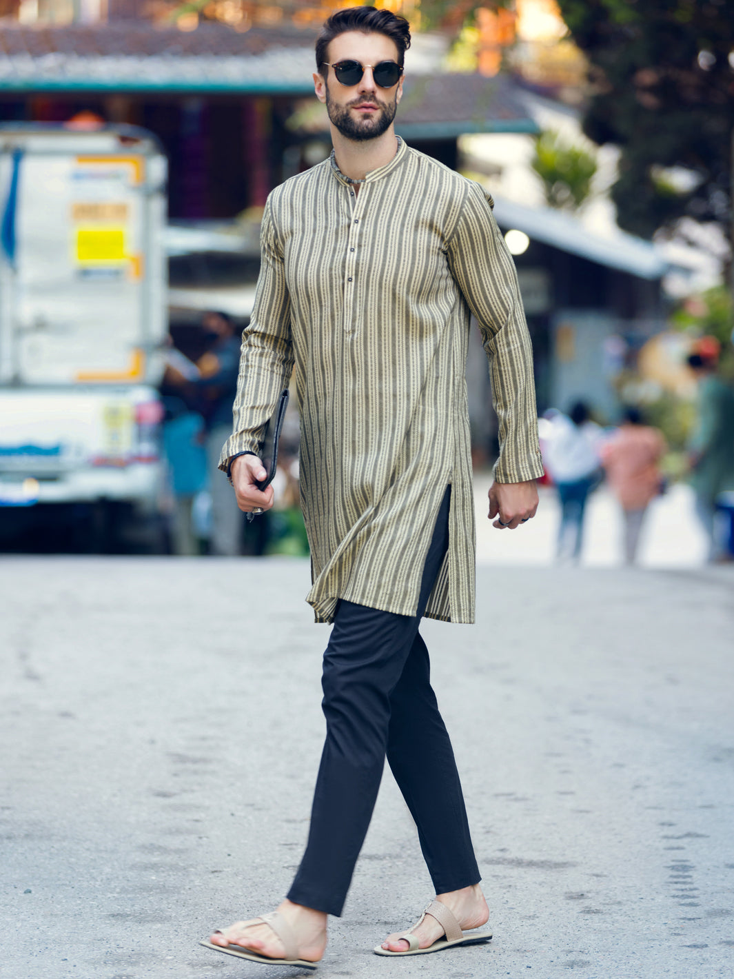 Light Yellow Cotton Kurta - AL-K-1074