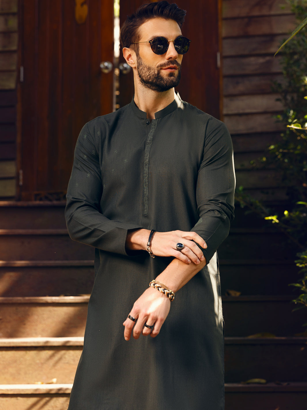 Green Blended Kurta - AL-K-1093