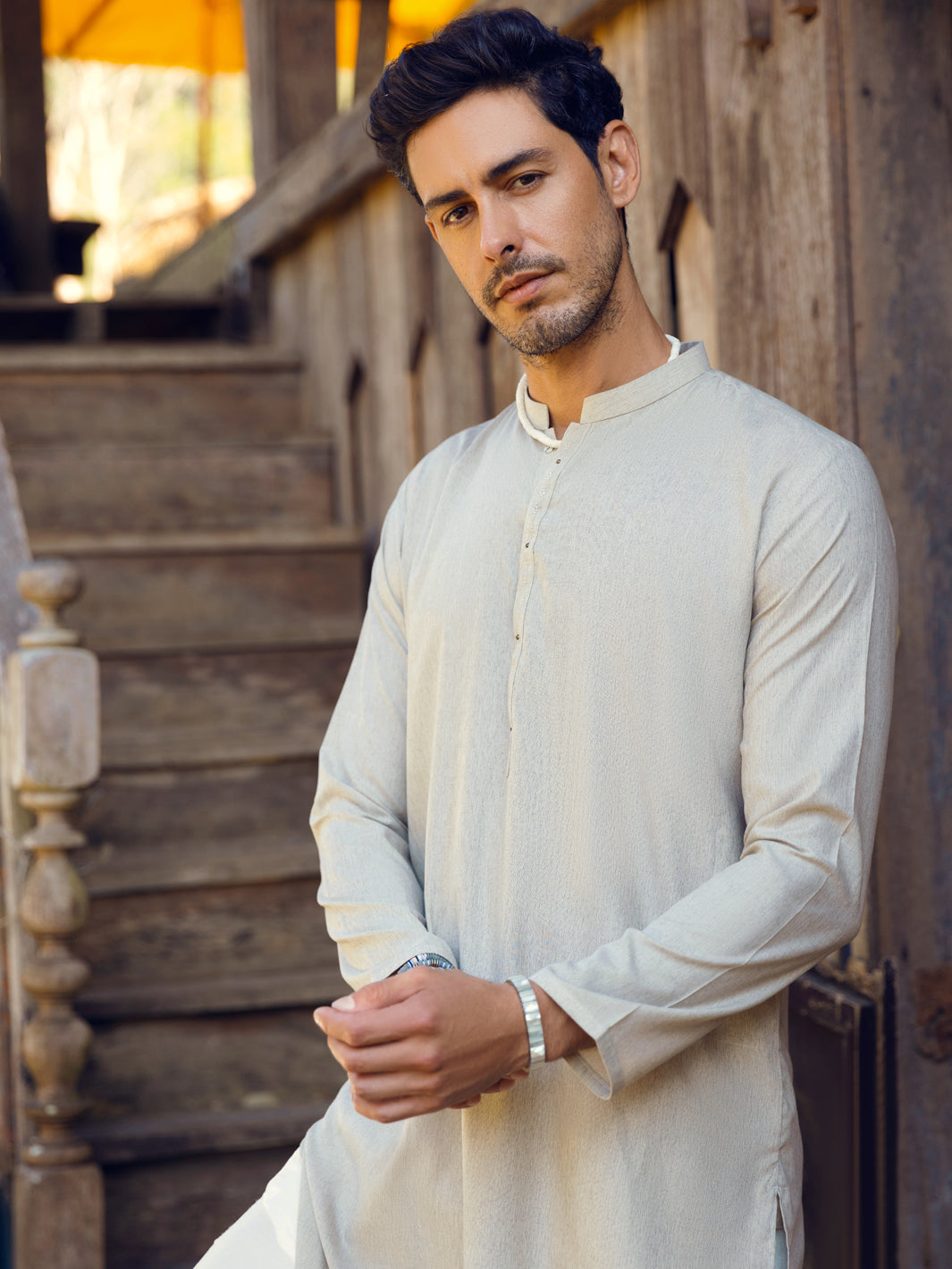 Light Grey Blended Kurta - AL-K-1106