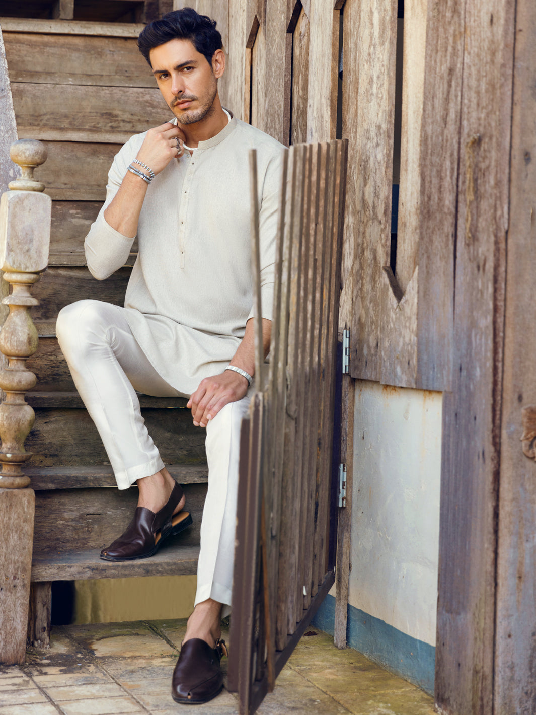 Light Grey Blended Kurta - AL-K-1106