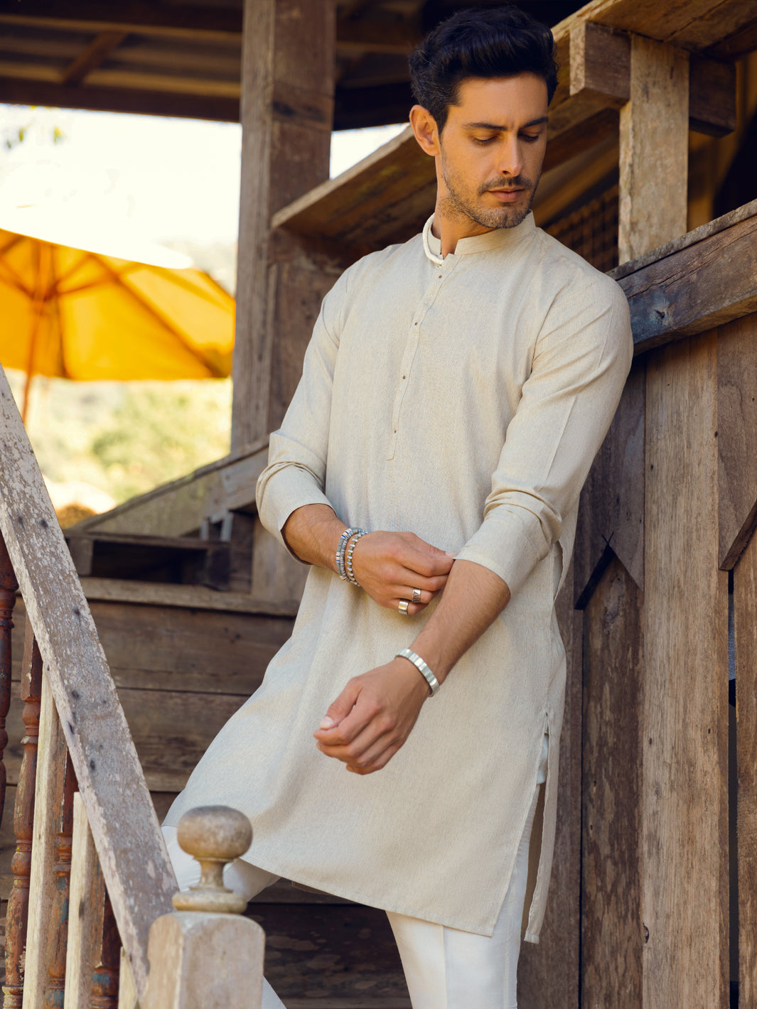 Light Grey Blended Kurta - AL-K-1106