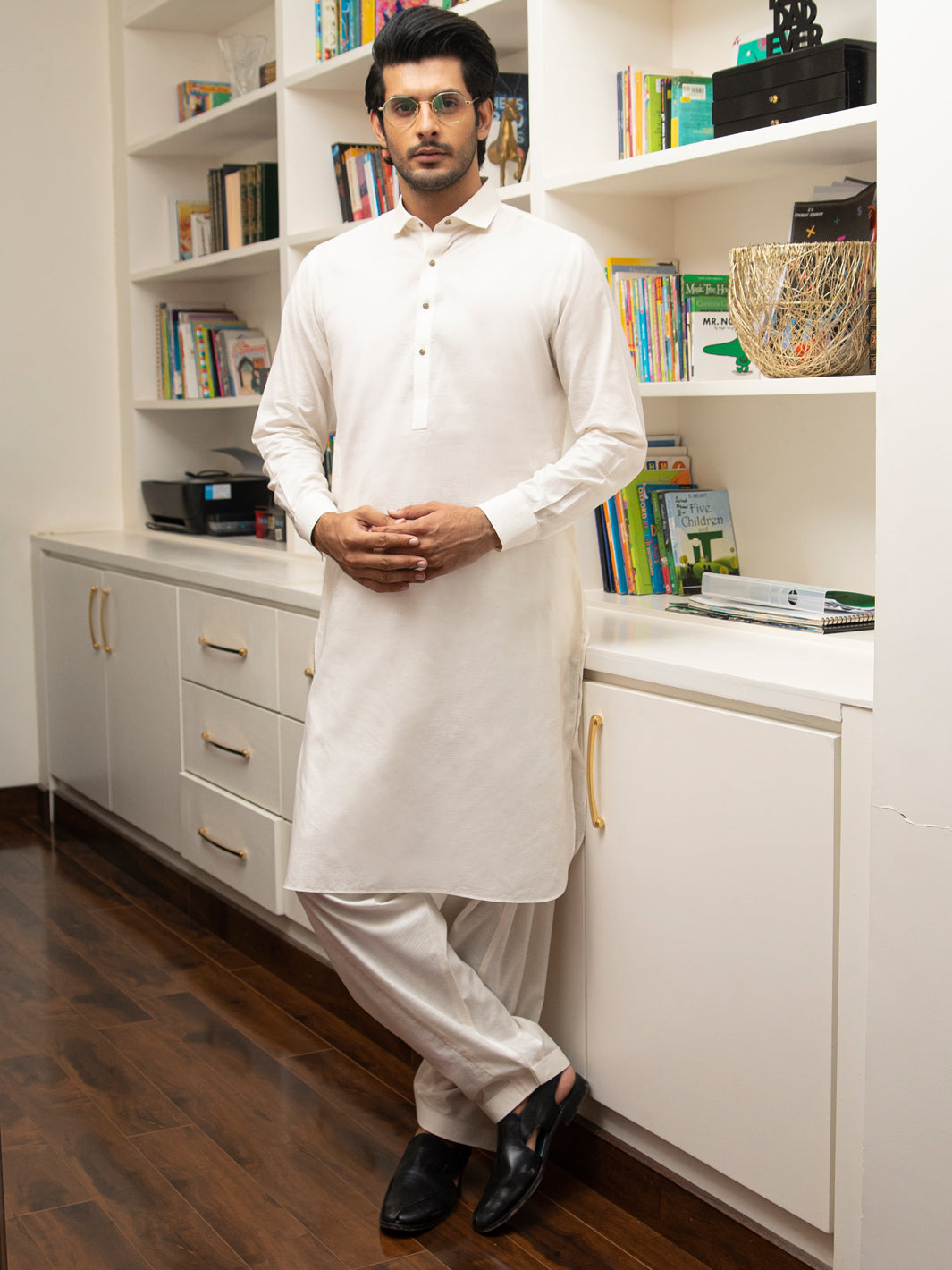Off White Blended Kameez Shalwar - ALWA-KS-268