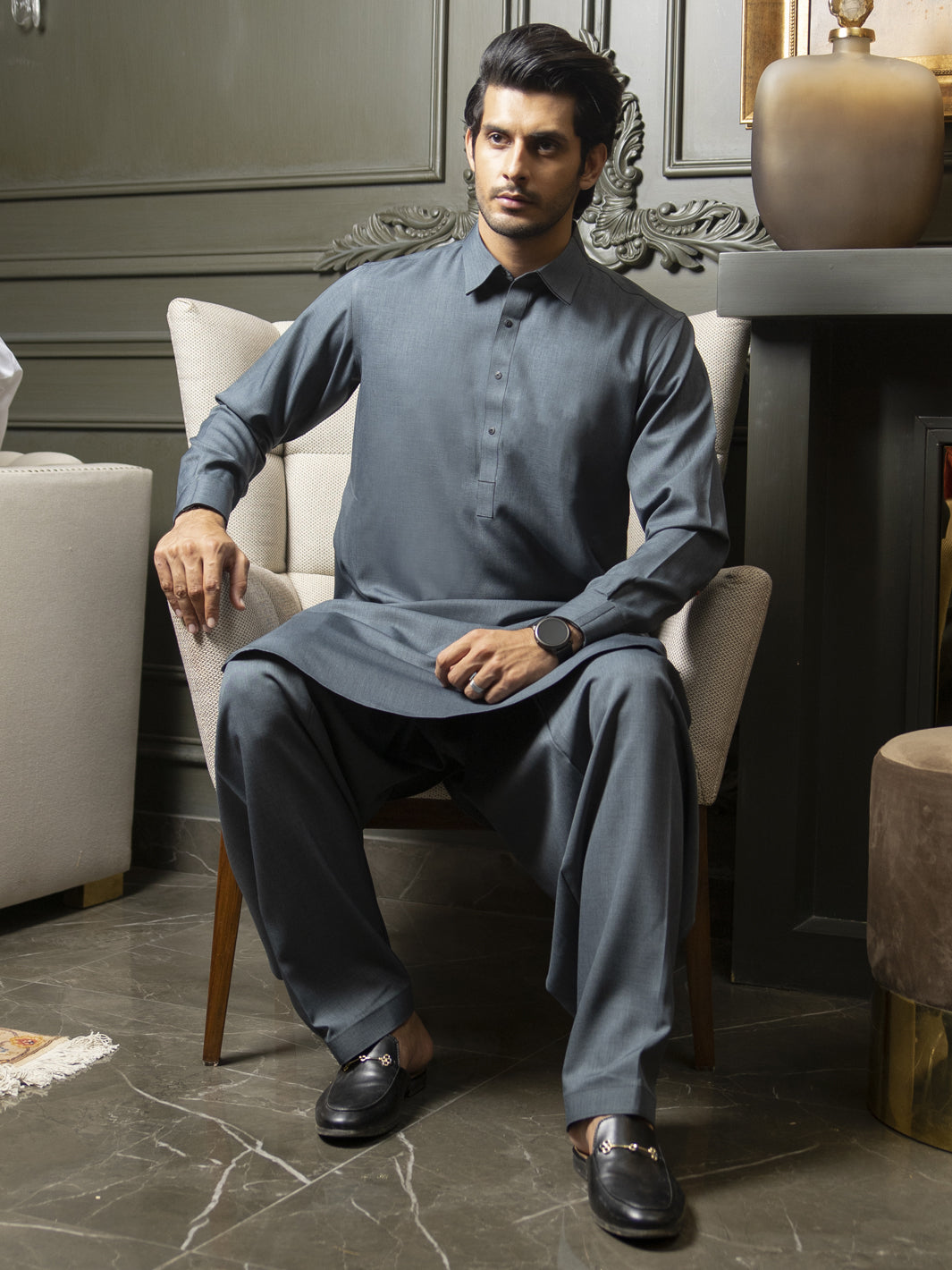 Green Kameez Shalwar - ALWA-KS-296