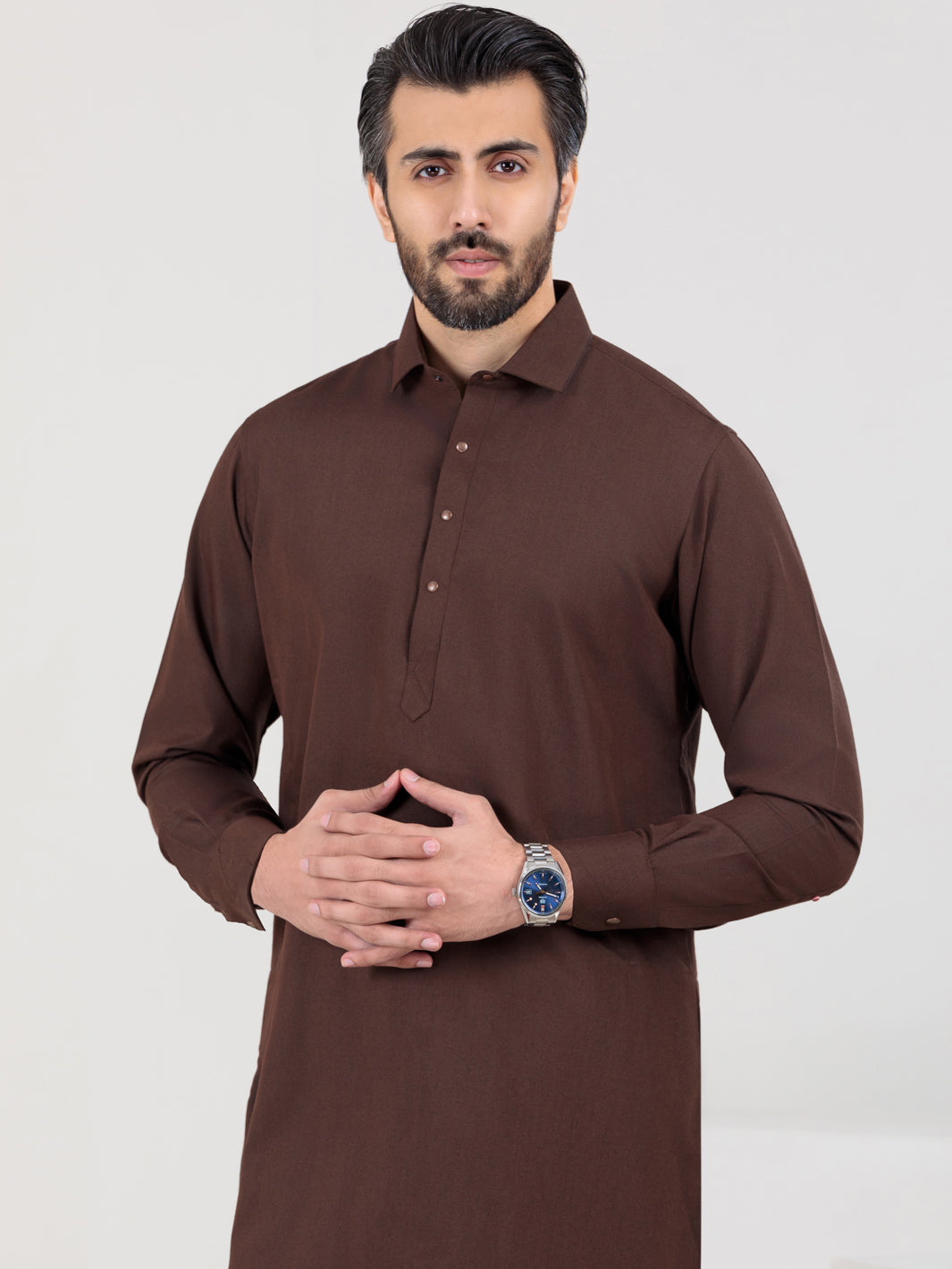 Brown Blended Kameez Shalwar - ALWA-KS-315