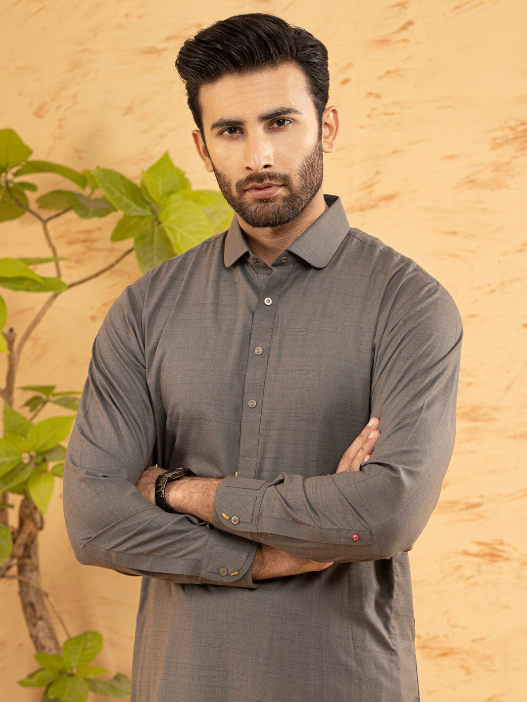 Grey Blended Kameez Shalwar - ALWA-KS-371