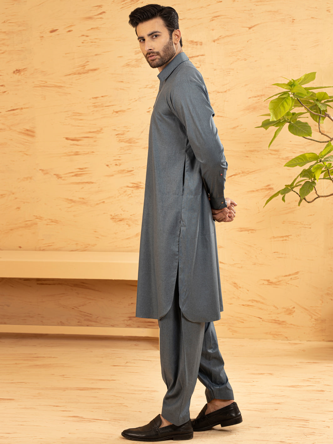 Blue Blended Kameez Shalwar - ALWA-KS-380
