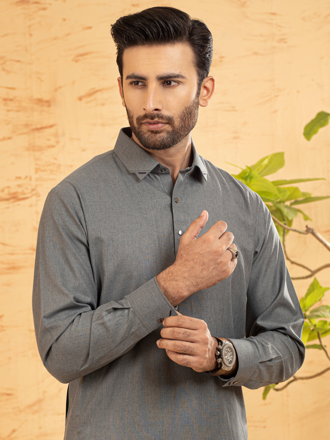 Grey Blended Kameez Shalwar - ALWA-KS-383
