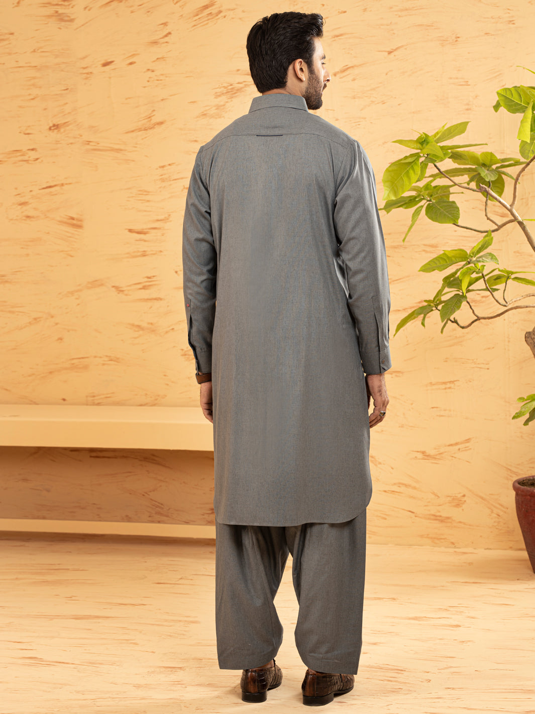 Grey Blended Kameez Shalwar - ALWA-KS-383