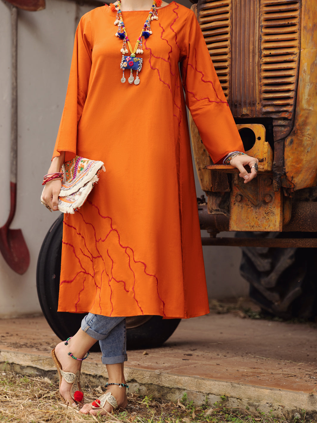 Orange Dyed Tunic - AL-LK-872