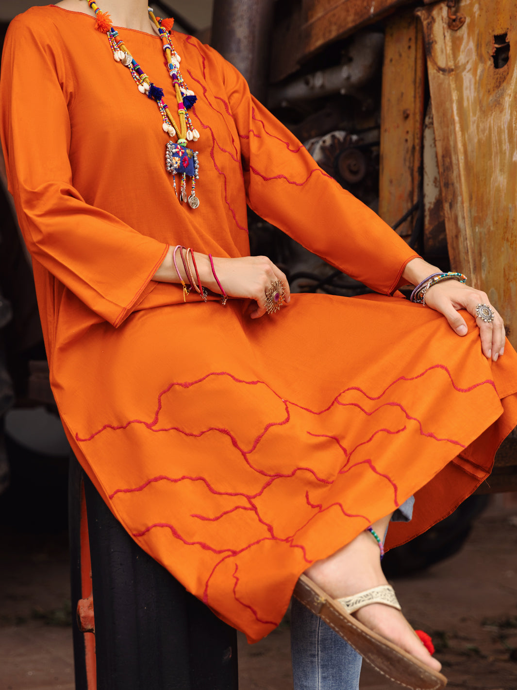Orange Dyed Tunic - AL-LK-872