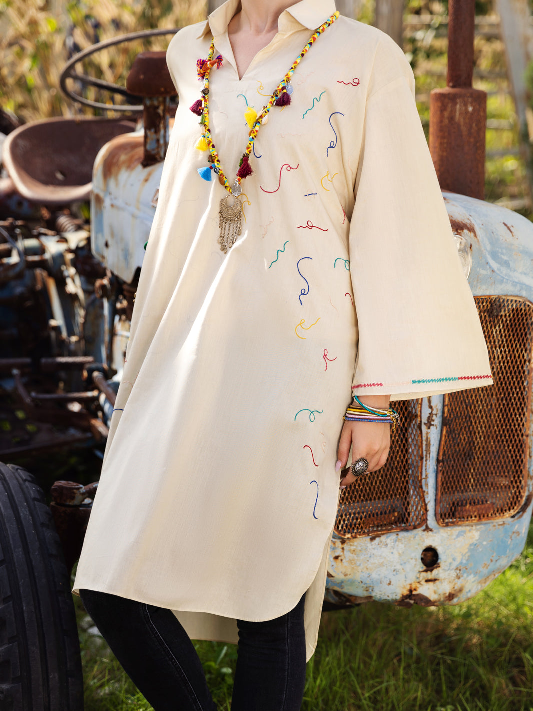 Off White Dyed Tunic - AL-LK-874