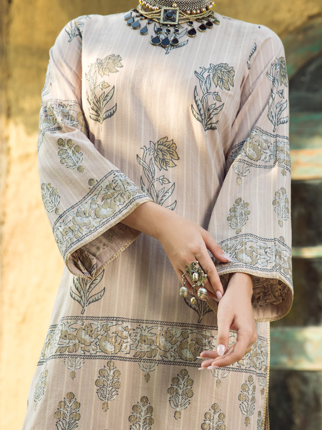 Light Brown Yarn Dyed Tunic - AL-LK-881