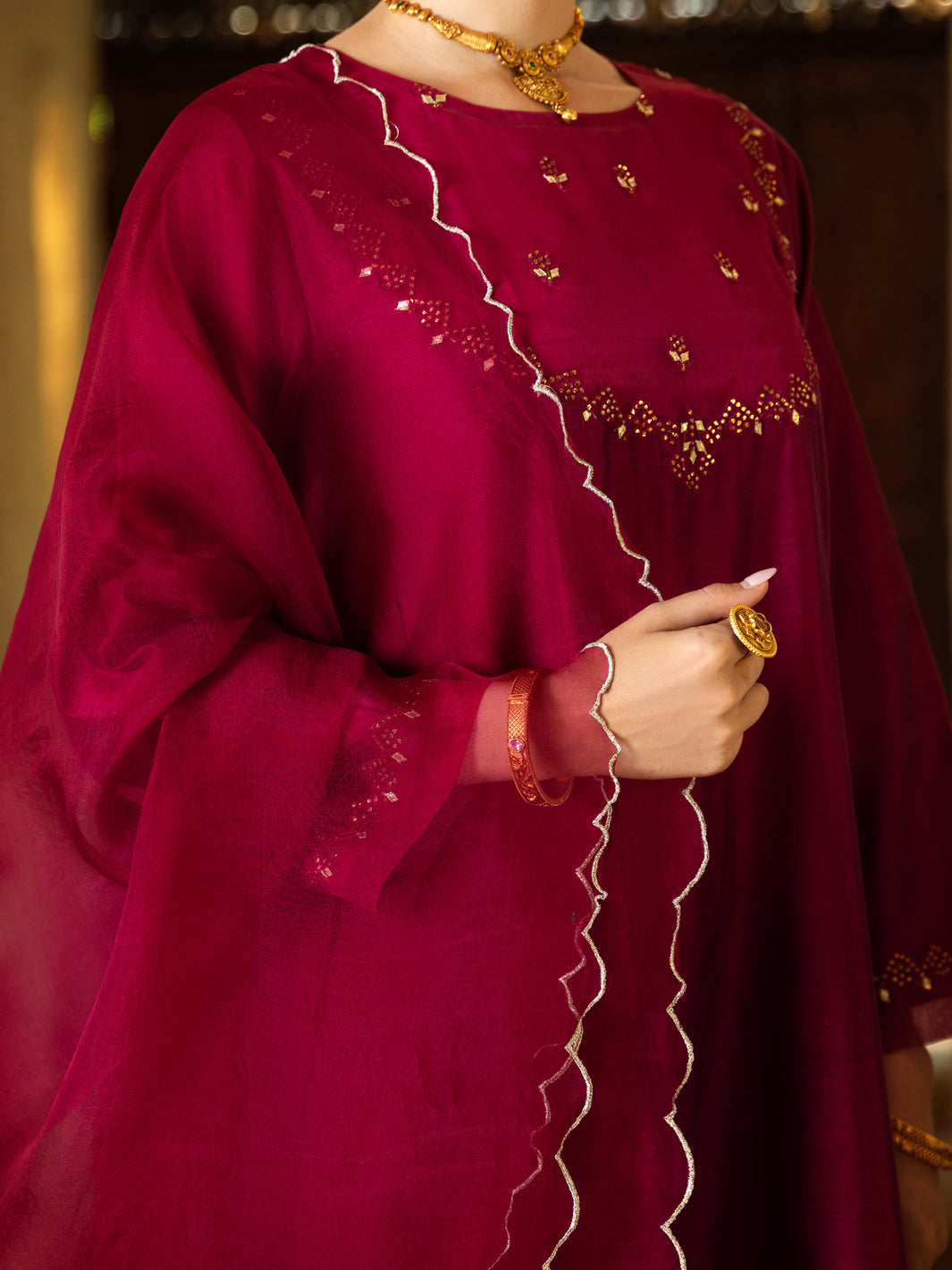 Fuchsia Modal 2Pc Stitched - ALCR-2PS-LKS-1071