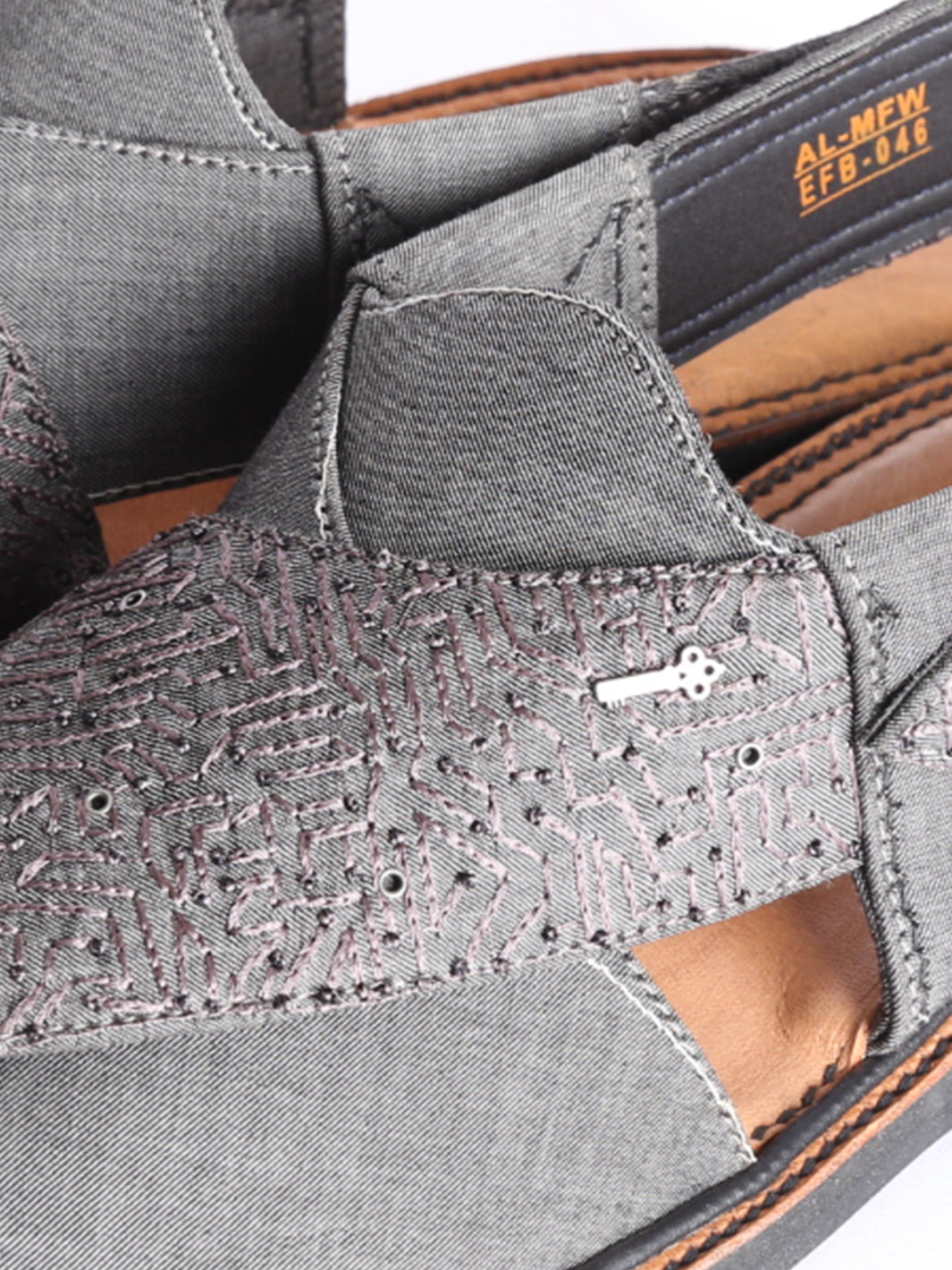 Charcoal Grey Blended Peshawari Chappal - MFW-EFB-046