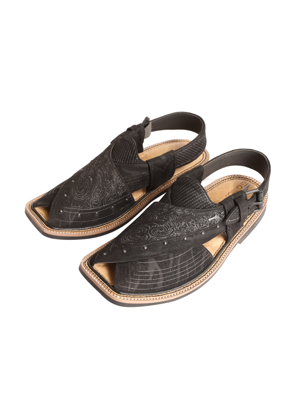 Black Peshawari Chappal - MFW-EFB-129