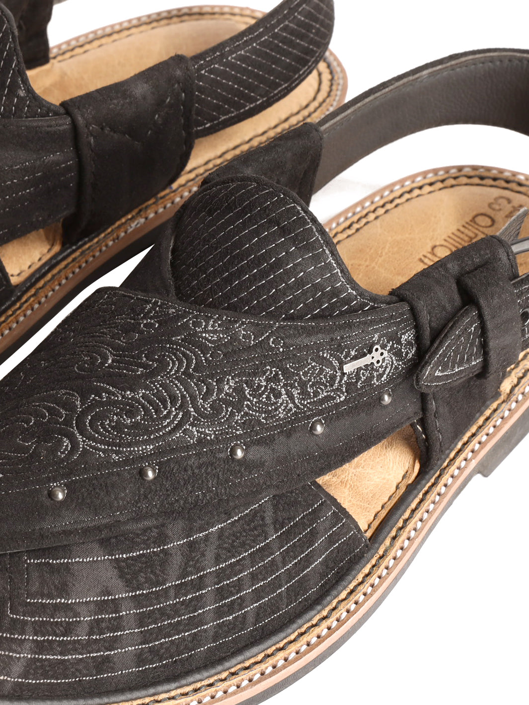 Black Peshawari Chappal - MFW-EFB-129