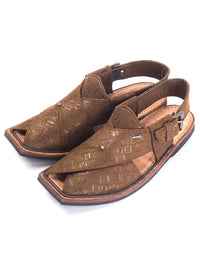 Brown Leather Peshawari Chappal - MFW-FB-018