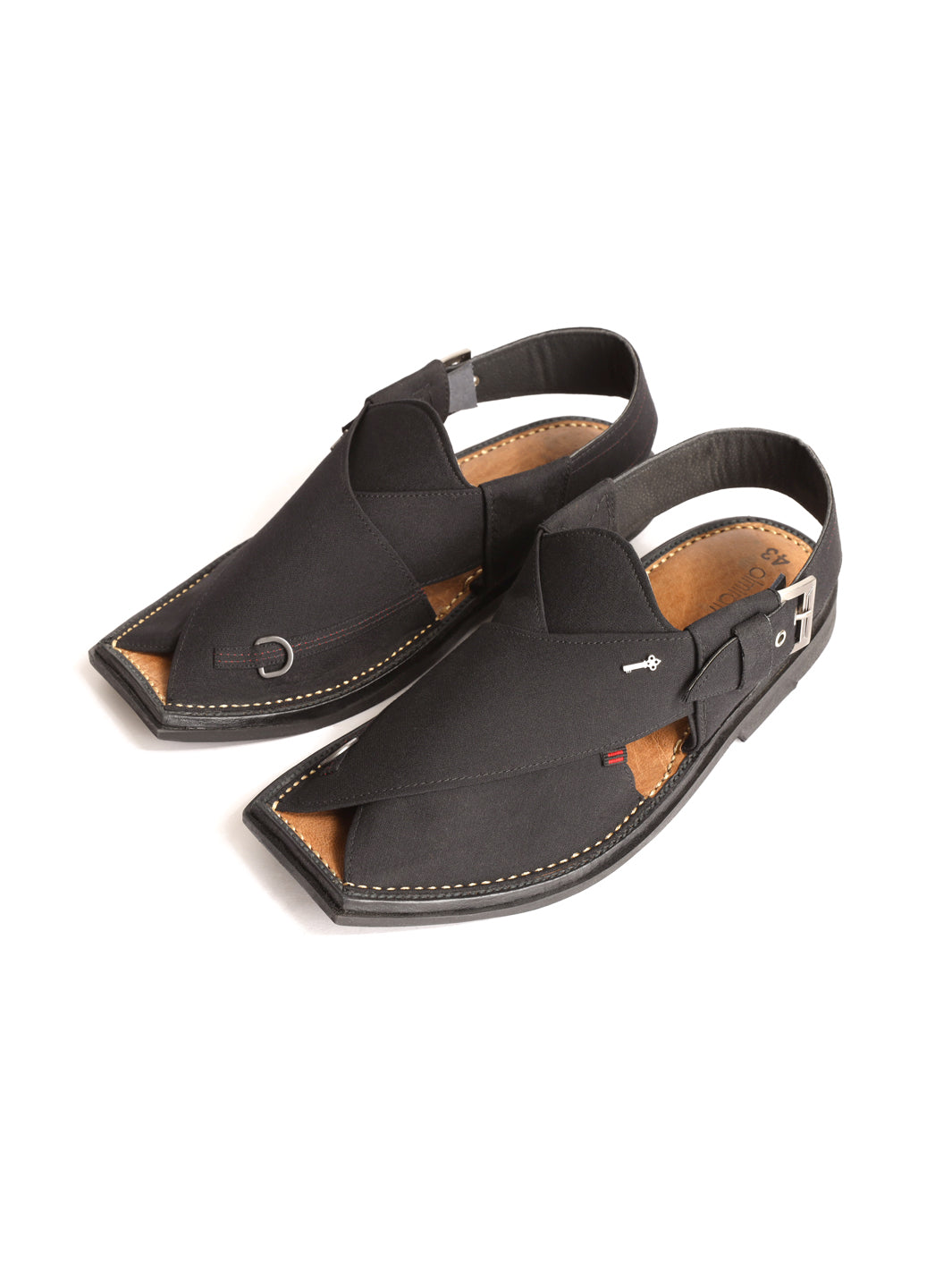 Black Peshawari Chappal - MFW-FB-084