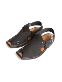 Black Peshawari Chappal - MFW-FB-084
